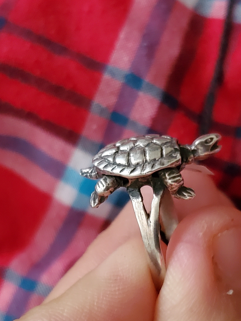 Real Sterling Silver Turtle Ring Sz 8 - Silver Reptile Jewelry